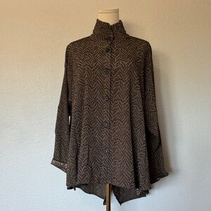 Dress To Kill Lagenlook Jacquard Brown Zebra Blouse/Jacket One Size